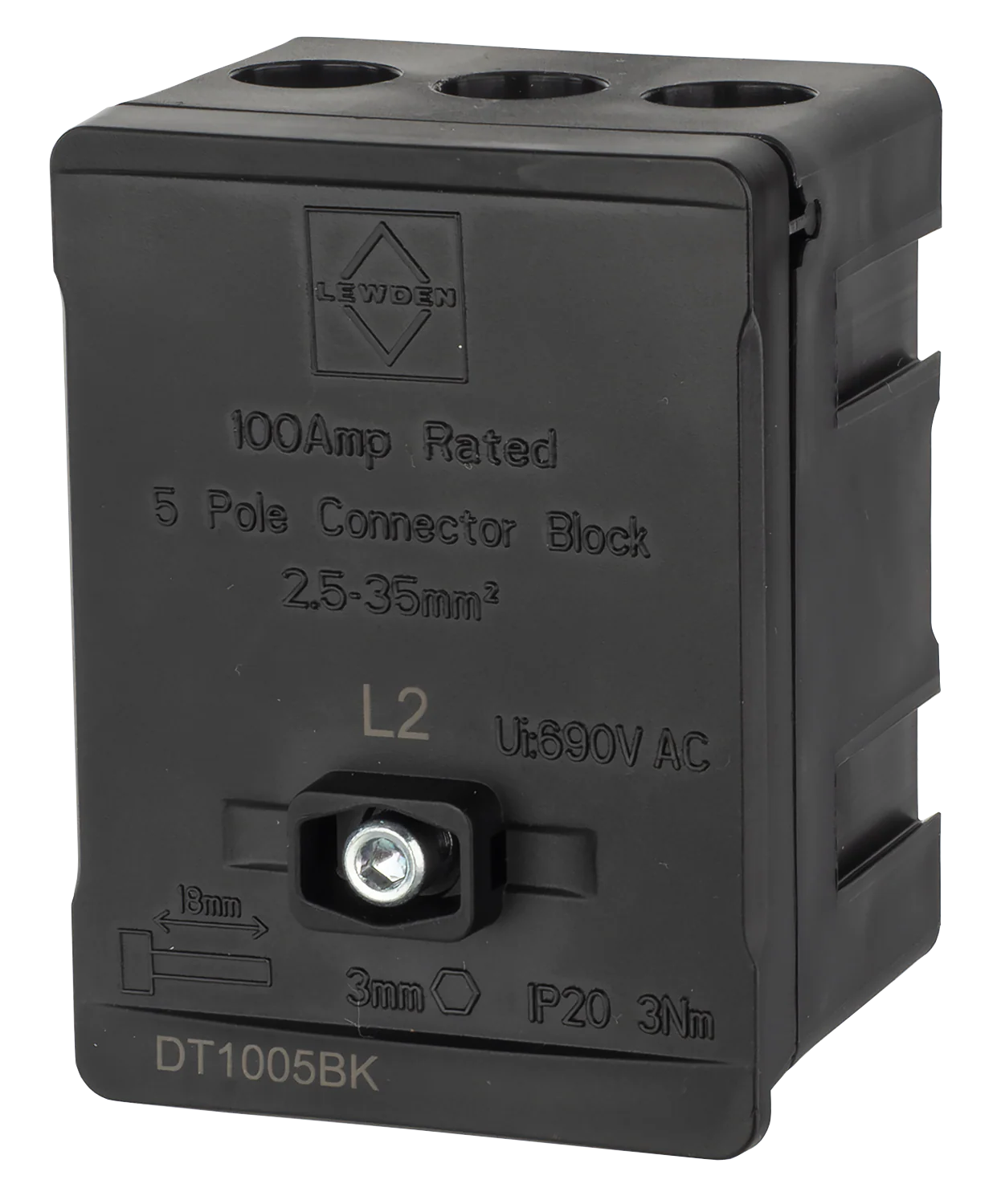 LEWDEN TERMINAL BLOCK: 5 WAY 100A | Black - Image 4