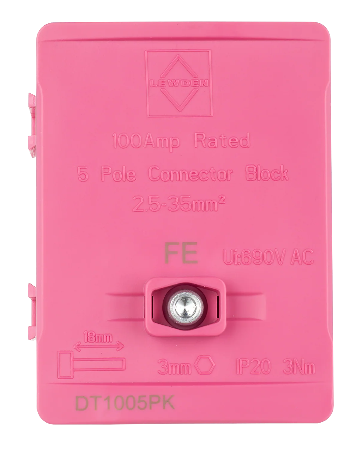 LEWDEN TERMINAL BLOCK: 5 WAY 100A | BLOCK PINK (FUNCTIONAL EARTH) - Image 5