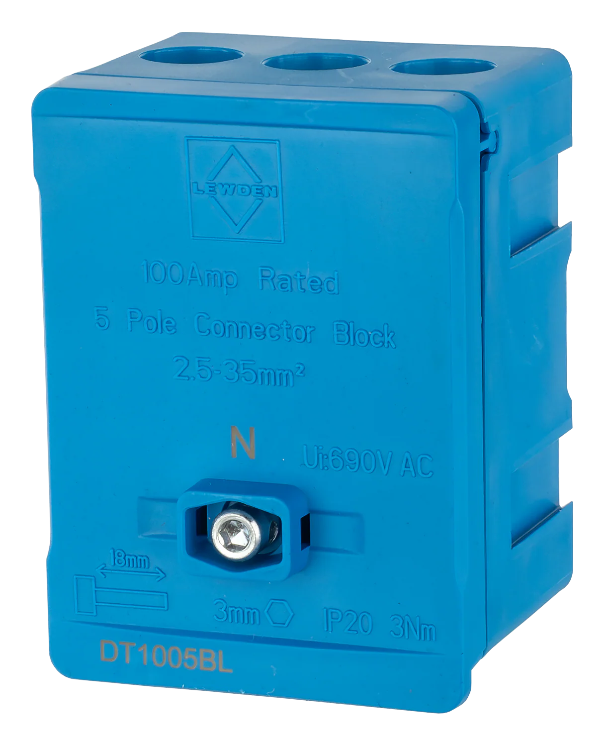 LEWDEN TERMINAL BLOCK: 5 WAY 100A | BLUE - Image 4