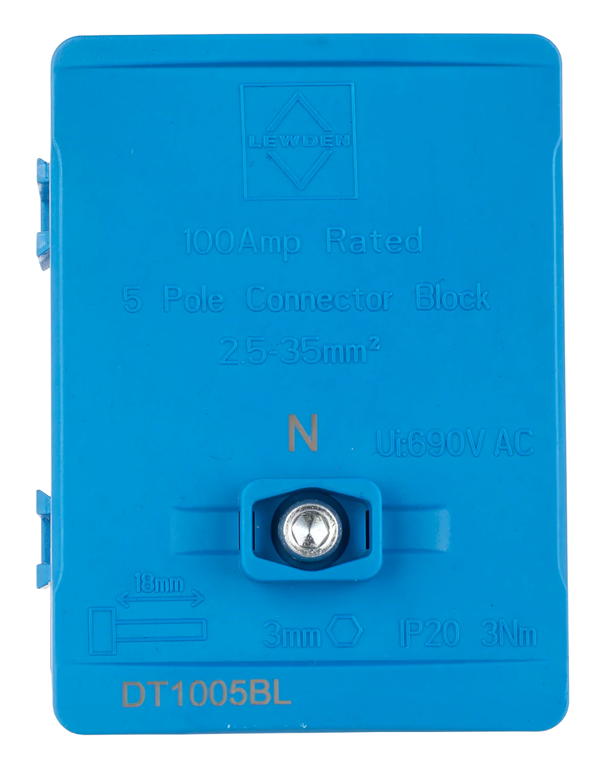 LEWDEN TERMINAL BLOCK: 5 WAY 100A | BLUE - Image 5
