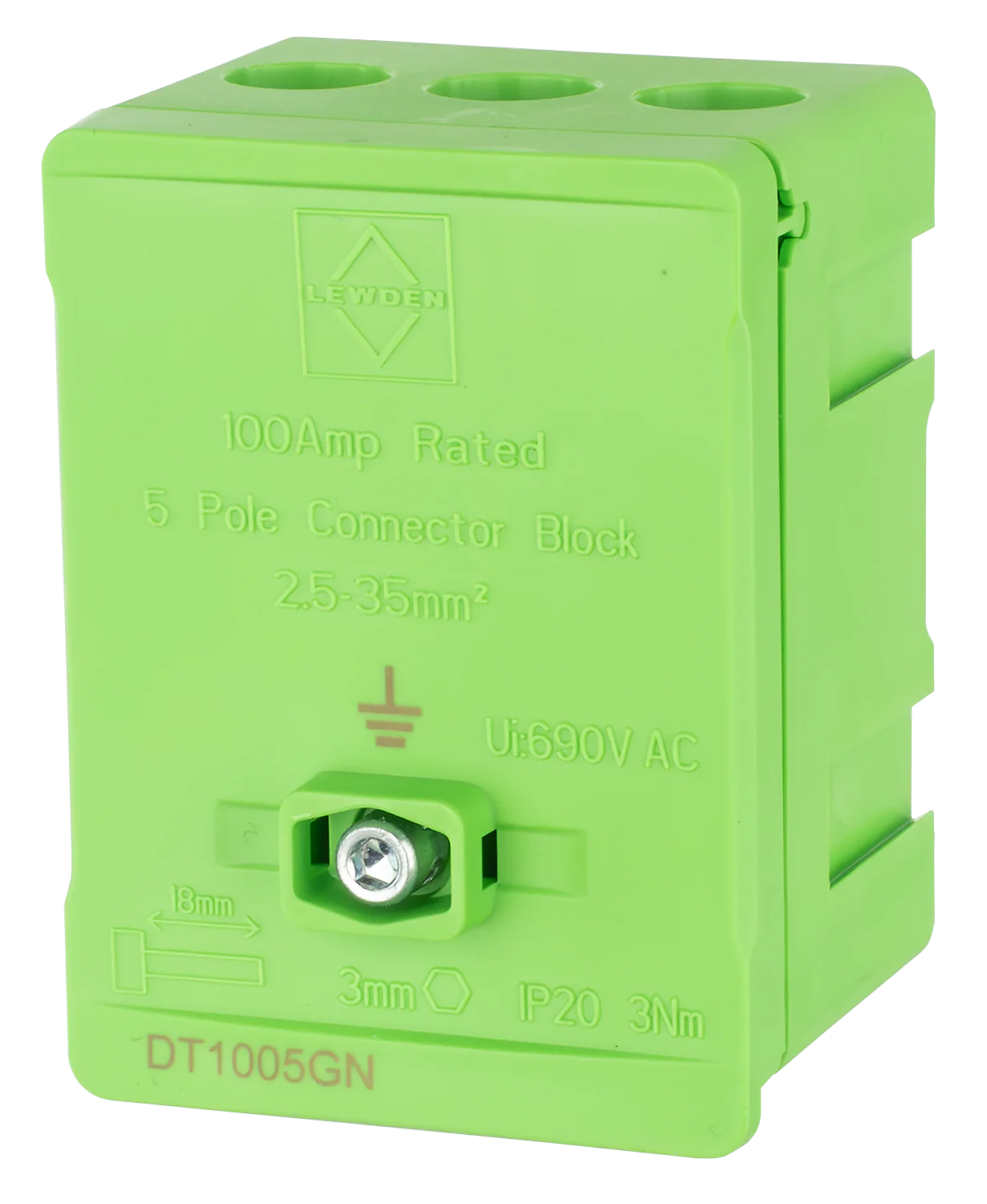 LEWDEN TERMINAL BLOCK: 5 WAY 100A | GREEN (EARTH) - Image 4