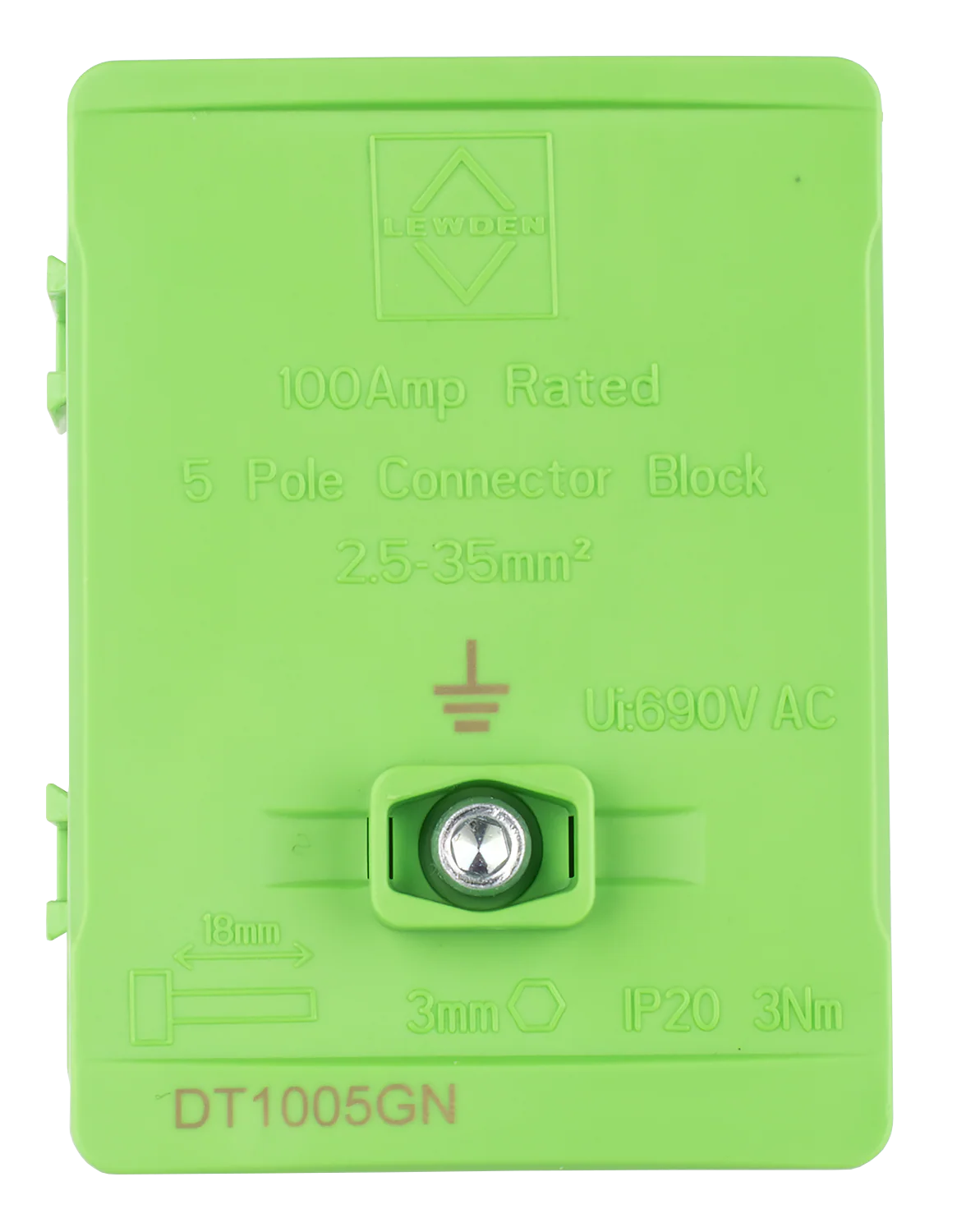 LEWDEN TERMINAL BLOCK: 5 WAY 100A | GREEN (EARTH) - Image 5