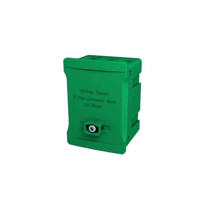 WCED TERMINAL BLOCK: 5 POLE 100A | GREEN